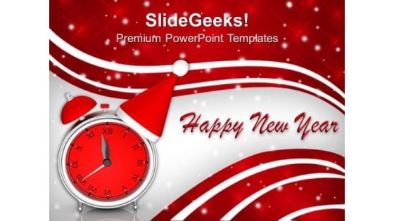 Clock With Christmas Hat New Year PowerPoint Templates Ppt Backgrounds For Slides 1212 Clock With Christmas Hat New Year PowerPoint Templates Ppt Backgrounds For Slides 1212
