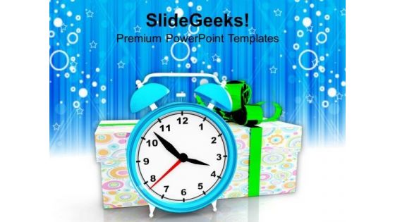 Clock With Presents Celebration Events PowerPoint Templates And PowerPoint Themes 1112