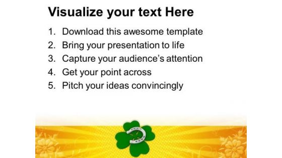 Clover And Lucky Horshoe Celebration PowerPoint Templates Ppt Backgrounds For Slides 0313