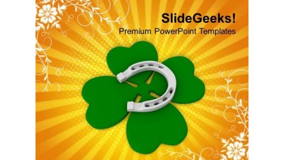 Clover And Lucky Horshoe Celebration PowerPoint Templates Ppt Backgrounds For Slides 0313