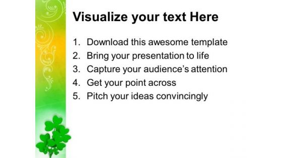 Clover Leaf Symbol Of Patricks Day PowerPoint Templates Ppt Backgrounds For Slides 0313