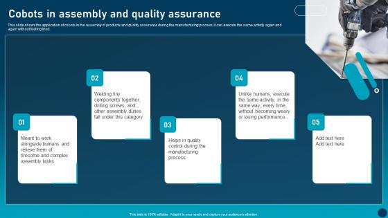 Cobots In Assembly And Quality Transforming Industries With Collaborative Robotics Summary Pdf