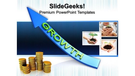 Coins Growth Arrow Success PowerPoint Templates And PowerPoint Themes 0812