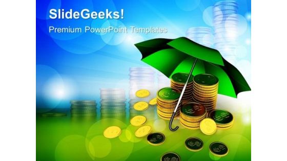 Coins Under Umbrella Business PowerPoint Templates And PowerPoint Themes 0912