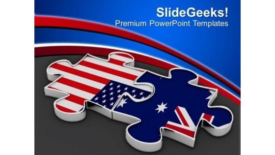 Collabration Of Us And Australia PowerPoint Templates Ppt Backgrounds For Slides 0413