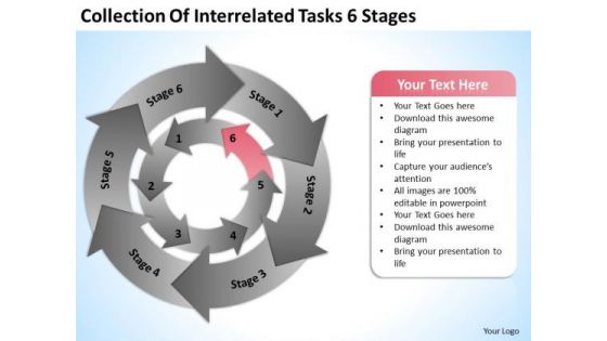 Collection Of Interrelated Tasks 6 Stages Ppt Best Business Plan Templates PowerPoint