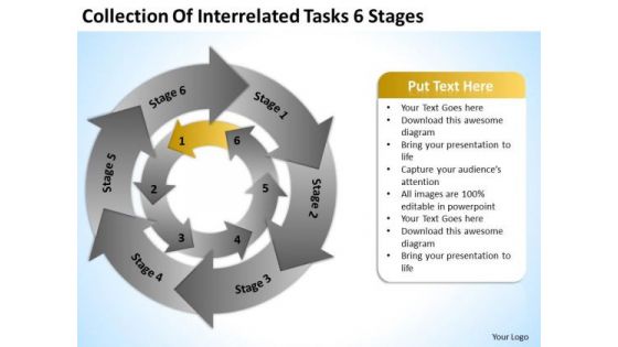 Collection Of Interrelated Tasks 6 Stages Ppt Business Plan PowerPoint Slides