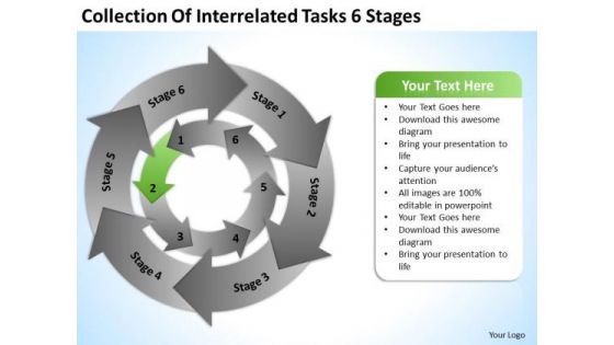 Collection Of Interrelated Tasks 6 Stages Ppt Business Plan Template PowerPoint Slides