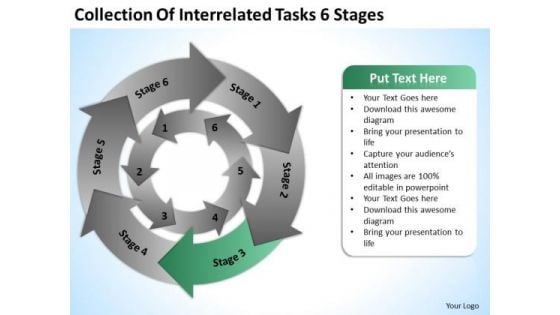 Collection Of Interrelated Tasks 6 Stages Ppt Financial Business Plan Template PowerPoint Slides