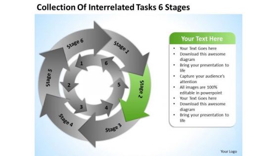 Collection Of Interrelated Tasks 6 Stages Ppt Simple Business Plans PowerPoint Templates