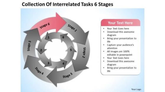 Collection Of Interrelated Tasks 6 Stages Ppt Web Design Business Plan PowerPoint Templates