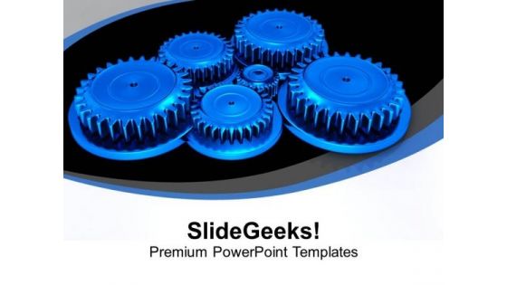 Collection Of Six Gears With Blue Color PowerPoint Templates Ppt Backgrounds For Slides 0713