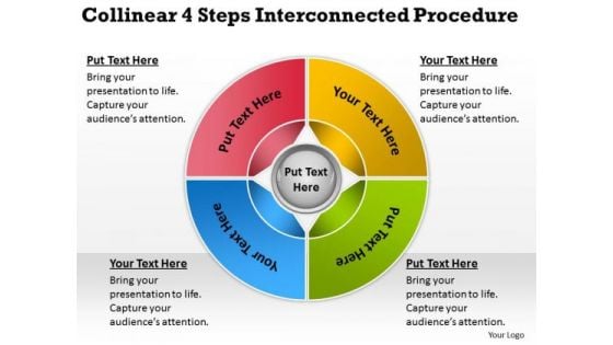 Collinear 4 Steps Interconnected Procedure Business Plans Online PowerPoint Slides