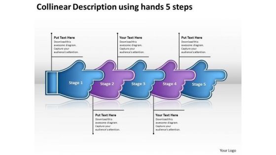 Collinear Description Using Hands 5 Steps Best Flow Chart PowerPoint Slides