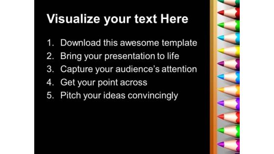 Color Pencils Black Background Education PowerPoint Templates Ppt Backgrounds For Slides 0213