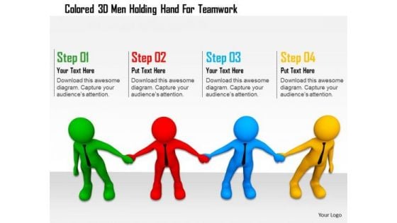 Colored 3d Men Holding Hand For Teamwork