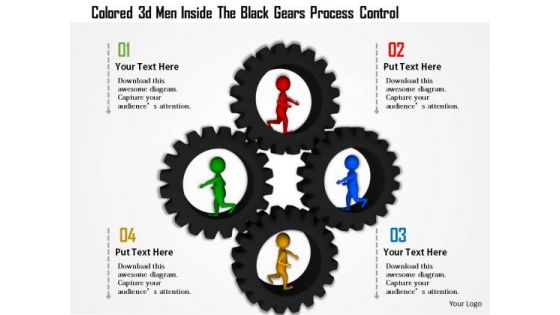 Colored 3d Men Inside The Black Gears Process Control Colored 3d Men Inside The Black Gears Process Control