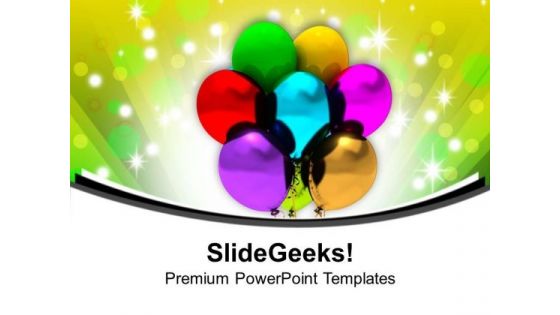 Colored Balloons For Party Theme PowerPoint Templates Ppt Backgrounds For Slides 0613