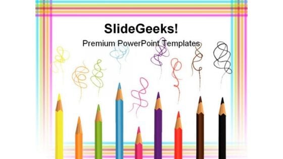 Colored Pencils Education PowerPoint Template 0810
