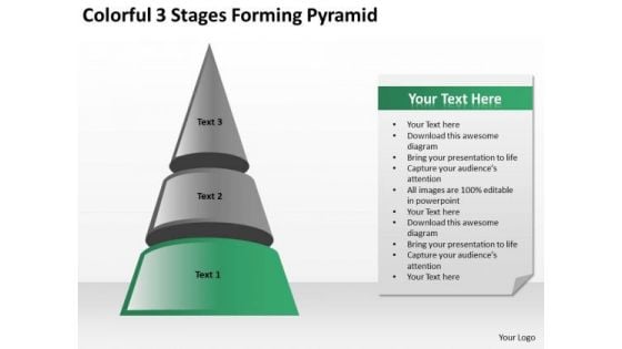 Colorful 3 Stages Forming Pyramid Ppt Business Plan PowerPoint Templates