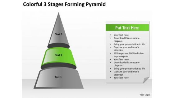 Colorful 3 Stages Forming Pyramid Ppt Sample Of Small Business Plan PowerPoint Templates