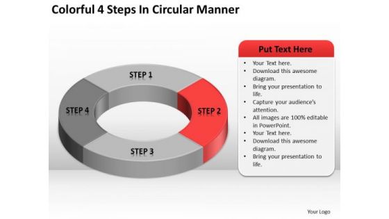 Colorful 4 Steps In Circular Manner Business Plan PowerPoint Slides