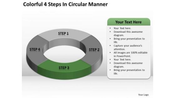 Colorful 4 Steps In Circular Manner Business Plan PowerPoint Template