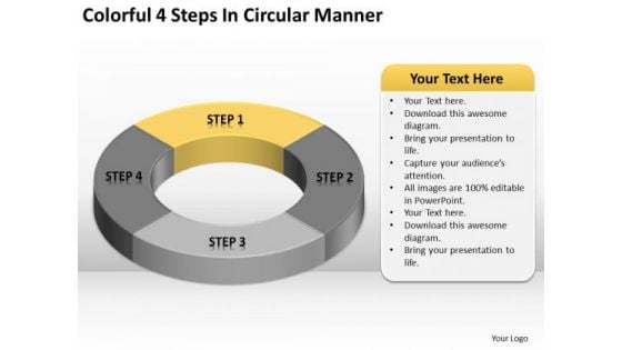 Colorful 4 Steps In Circular Manner Business Plan PowerPoint Templates