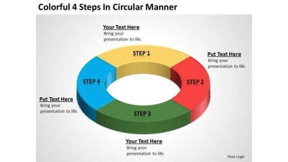 Colorful 4 Steps In Circular Manner Business Plans How To PowerPoint Templates