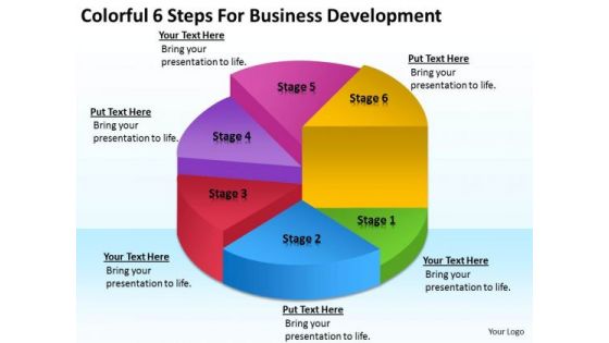 Colorful 6 Steps For Business Development Plan PowerPoint Templates