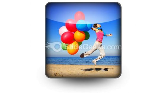Colorful Balloons Jump PowerPoint Icon S