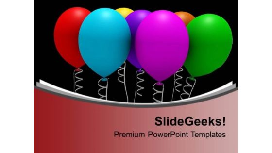 Colorful Balloons On Black Background PowerPoint Templates Ppt Backgrounds For Slides 0213