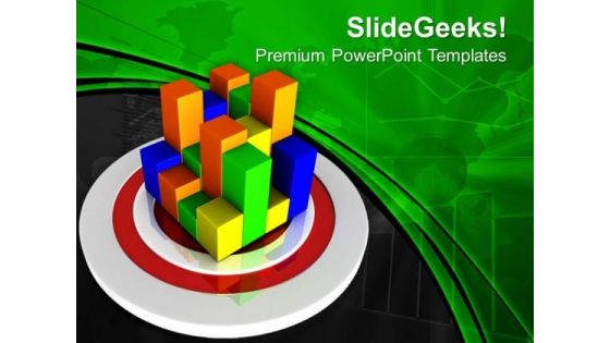 Colorful Bar Graph On Dart Board Business PowerPoint Templates Ppt Backgrounds For Slides 0213