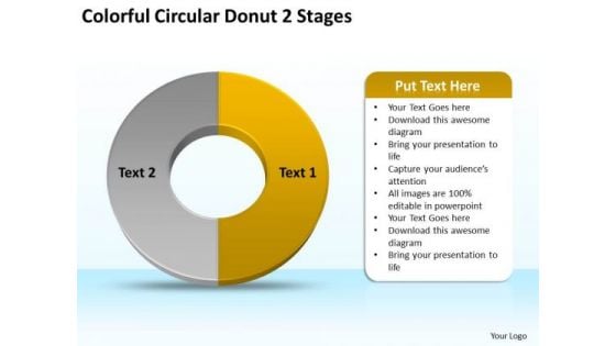 Colorful Circular Donut 2 Stages Business Plan PowerPoint Templates