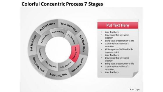 Colorful Concentric Process 7 Stages Business Financial Plan PowerPoint Slides