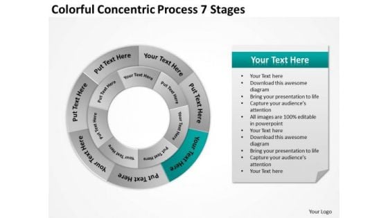 Colorful Concentric Process 7 Stages Business Plans PowerPoint Slides