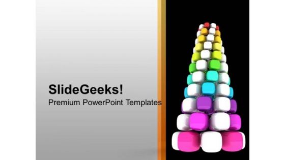 Colorful Cubes Arranged To Form Tree Decoration PowerPoint Templates Ppt Backgrounds For Slides 0113