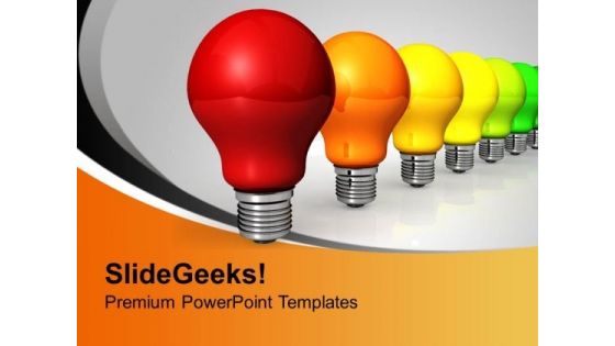 Colorful Electric Bulbs Energy Efficiency PowerPoint Templates Ppt Backgrounds For Slides 0313