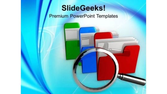Colorful Folders With Magnifying Glass PowerPoint Templates Ppt Backgrounds For Slides 0713