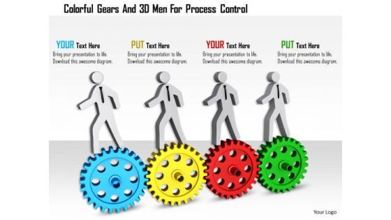 Colorful Gears And 3d Men For Process Control