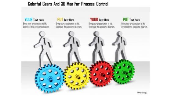 Colorful Gears And 3d Men For Process Control Colorful Gears And 3d Men For Process Control