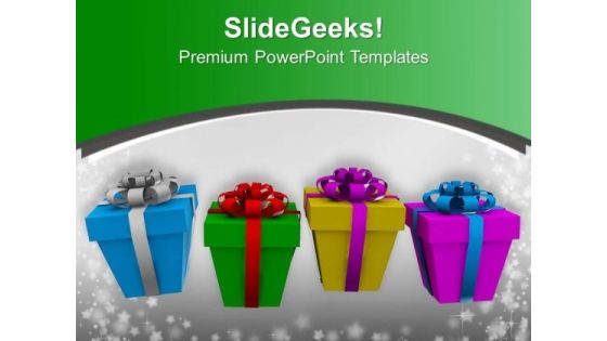 Colorful Gifts On White Background PowerPoint Templates Ppt Backgrounds For Slides 0213