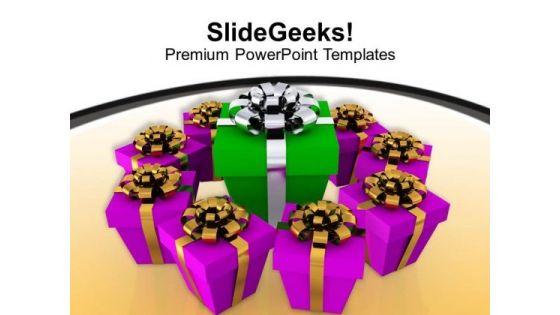 Colorful Gifts Packed Birthday Celebration PowerPoint Templates Ppt Backgrounds For Slides 0113
