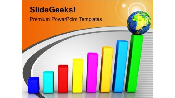 Colorful Graph Targeting Globe Marketing PowerPoint Templates Ppt Backgrounds For Slides 0113