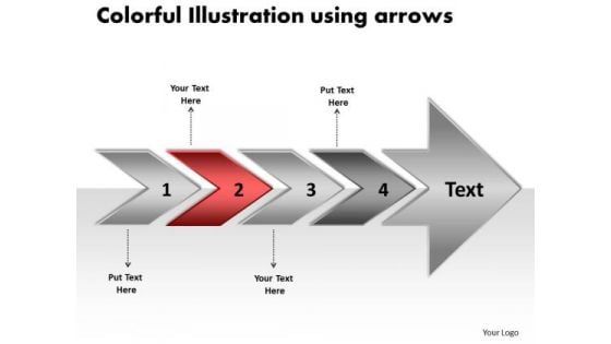 Colorful Illustration Using Arrows Flow Chart Creator Free PowerPoint Templates