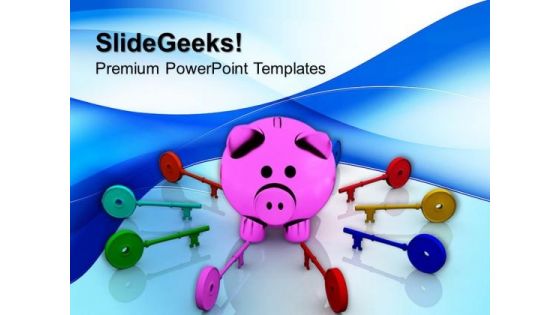 Colorful Keys And Piggy Bank Business PowerPoint Templates And PowerPoint Themes 1012