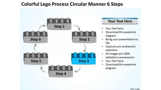 Colorful Lego Process Circular Manner 6 Steps Business Plan PowerPoint Slide