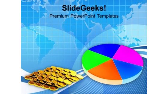 Colorful Pie Chart And Coins Finance Growth PowerPoint Templates Ppt Backgrounds For Slides 0213