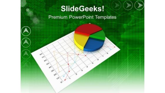 Colorful Pie Chart On Linear Graph PowerPoint Templates Ppt Backgrounds For Slides 0313