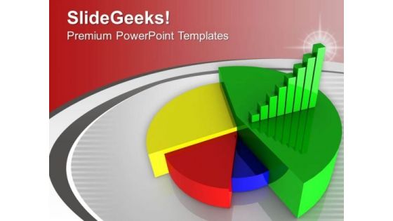 Colorful Pie Chart Under Green Bar Graph PowerPoint Templates Ppt Backgrounds For Slides 0213